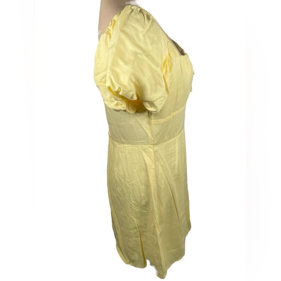 Altar'd State Yellow Short Puff Sleeve Mini Dress Size Medium - Picture 3 of 6